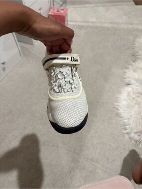 Dior Cream Kids Floral Mesh Slip-On Sneaker